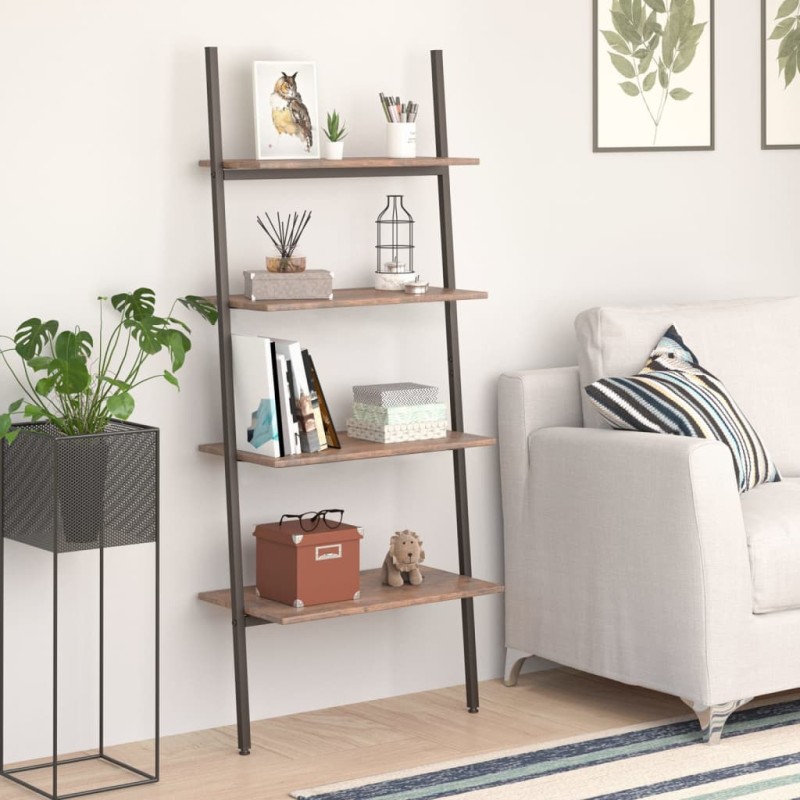 Unidade 4 prateleiras 64x34x150,5 cm castanho-escuro e preto-Estantes para livros-Home Retail