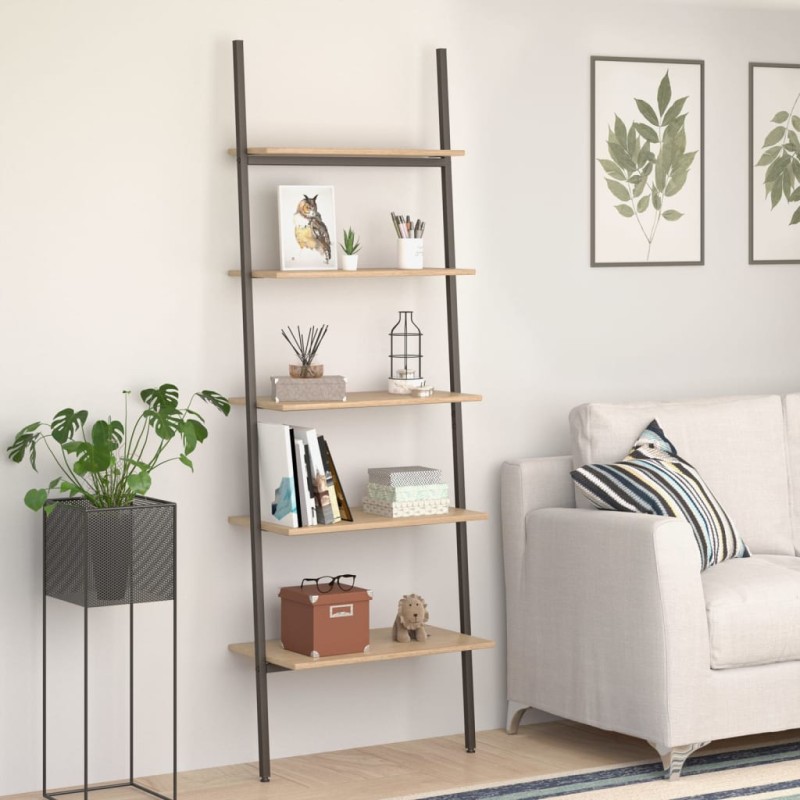 Unidade 5 prateleiras 64x34x185,5 cm castanho-claro e preto-Estantes para livros-Home Retail