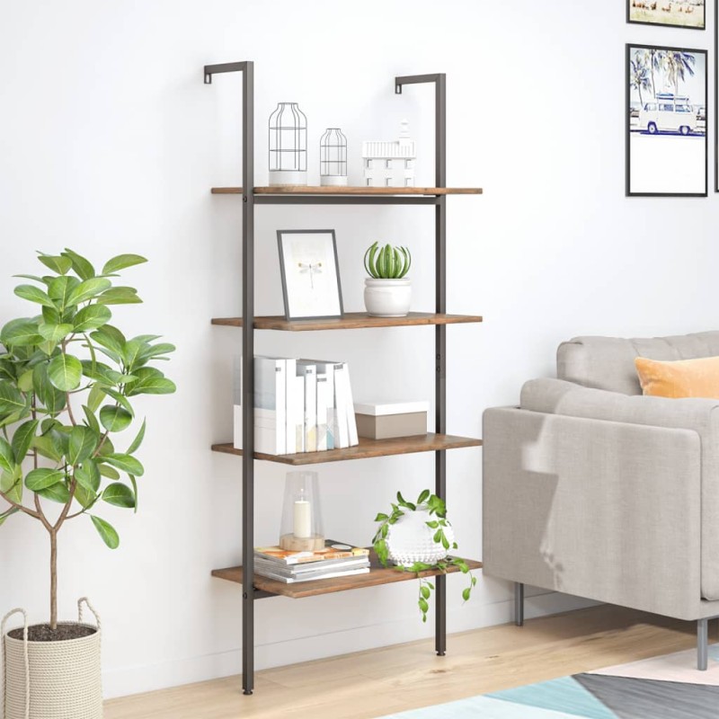 Unidade 4 prateleiras 64x35x152,5 cm castanho-escuro e preto-Estantes para livros-Home Retail