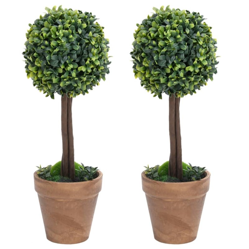 Plantas bolas de buxo artificiais c/ vasos 2 pcs 41 cm verde-Flores sintéticas-Home Retail