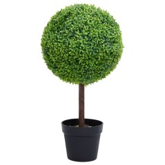 Planta artificial buxo em forma de esfera com vaso 50 cm verde