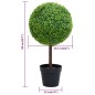 Planta artificial buxo em forma de esfera com vaso 50 cm verde