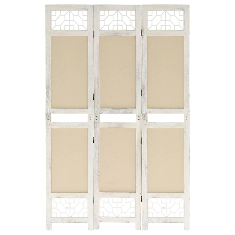 Biombo com 3 painéis 105x165 cm tecido cor creme-Biombos-Home Retail