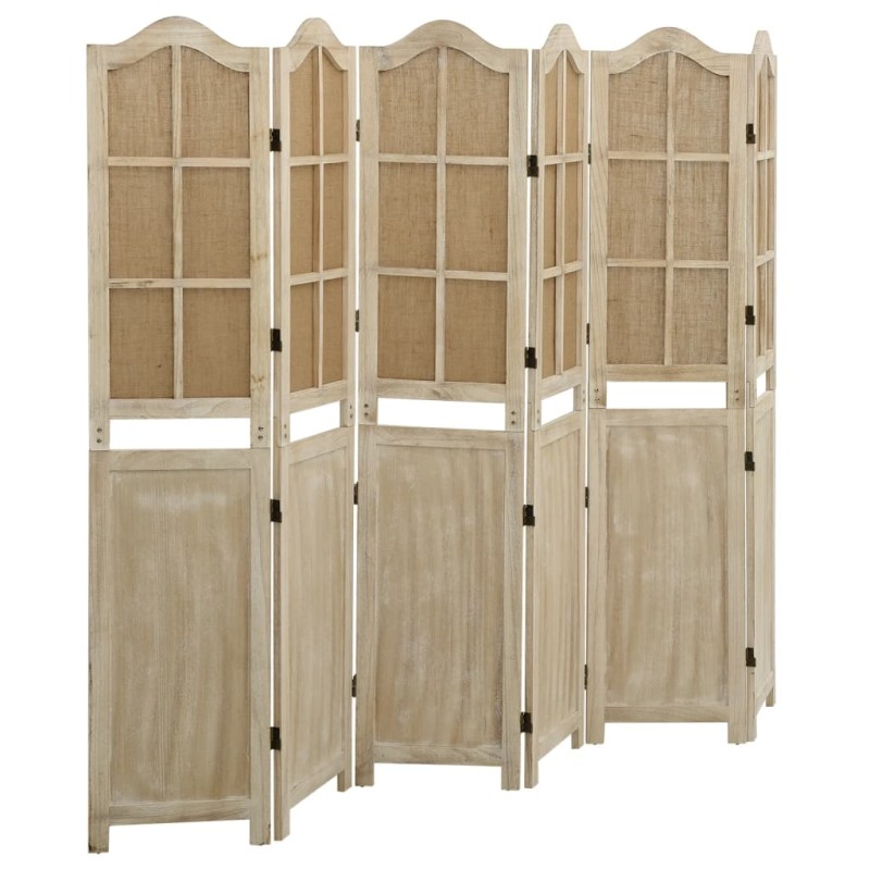 Divisória de quarto com 6 painéis 214x165 cm tecido castanho-Biombos-Home Retail