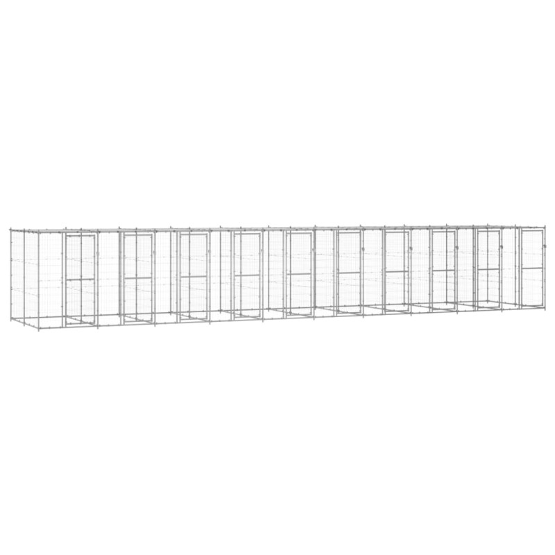 Canil de exterior com telhado 24,2 m² aço galvanizado-Canis-Home Retail