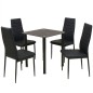 Conjunto 5 pcs de mesa de jantar e cadeiras preto