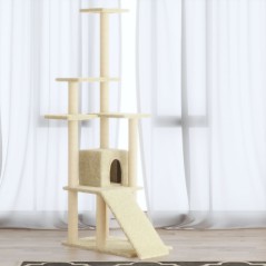 Árvore para gatos c/ postes arranhadores sisal 155 cm cor creme