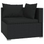 3 pcs conjunto lounge de jardim c/ almofadões vime PE preto