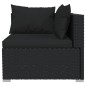 3 pcs conjunto lounge de jardim c/ almofadões vime PE preto