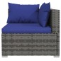 3 pcs conjunto lounge de jardim c/ almofadões vime PE cinzento