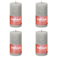 Bolsius Velas rústicas cilíndricas Shine 4pcs 130x68 mm cinzento areia