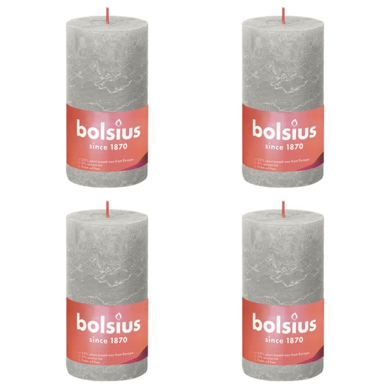 Bolsius Velas rústicas cilíndricas Shine 4pcs 130x68 mm cinzento areia-Velas-Home Retail