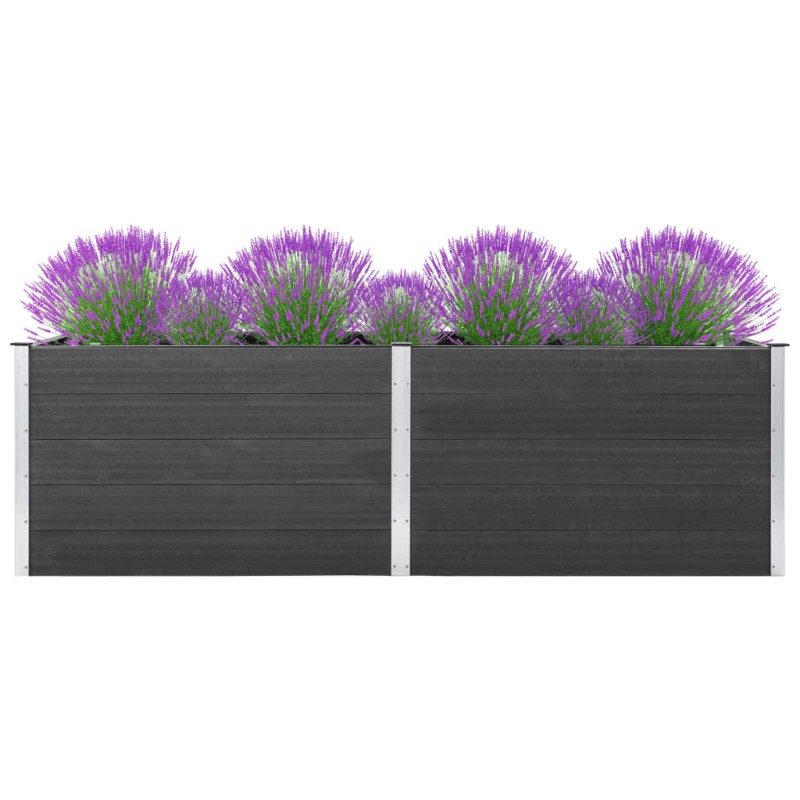 Canteiro elevado de jardim 200x50x91 cm WPC cinzento-Vasos e floreiras-Home Retail