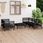 6 pcs conjunto lounge de jardim pinho maciço preto