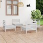 4 pcs conjunto lounge de jardim pinho maciço branco