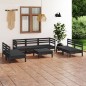 8 pcs conjunto lounge de jardim pinho maciço preto