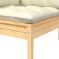 3 pcs conjunto lounge jardim c/ almofadões creme pinho maciço