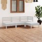 4 pcs conjunto lounge de jardim pinho maciço branco