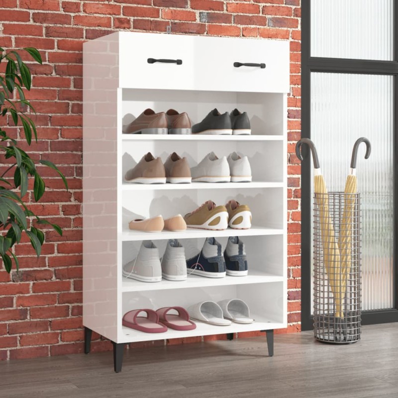 Sapateira 60x35x105 cm derivados de madeira branco brilhante-Sapateiras e organizadores-Home Retail