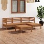 5 pcs conjunto lounge de jardim pinho maciço castanho mel