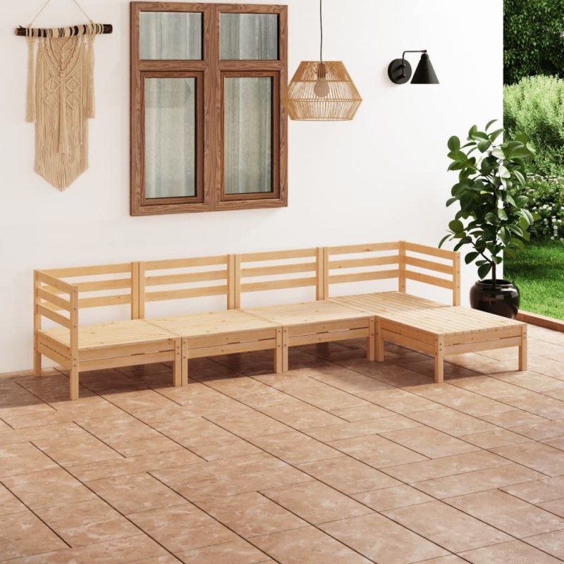 5 pcs conjunto lounge de jardim pinho maciço-Conjuntos de jardim-Home Retail