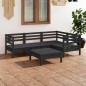 5 pcs conjunto lounge de jardim pinho maciço preto