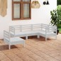 5 pcs conjunto lounge de jardim pinho maciço branco