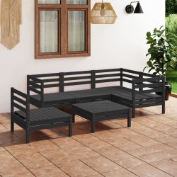 6 pcs conjunto lounge de jardim pinho maciço preto