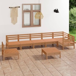 8 pcs conjunto lounge de jardim pinho maciço castanho mel