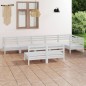 8 pcs conjunto lounge de jardim pinho maciço branco