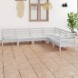 6 pcs conjunto lounge de jardim pinho maciço branco