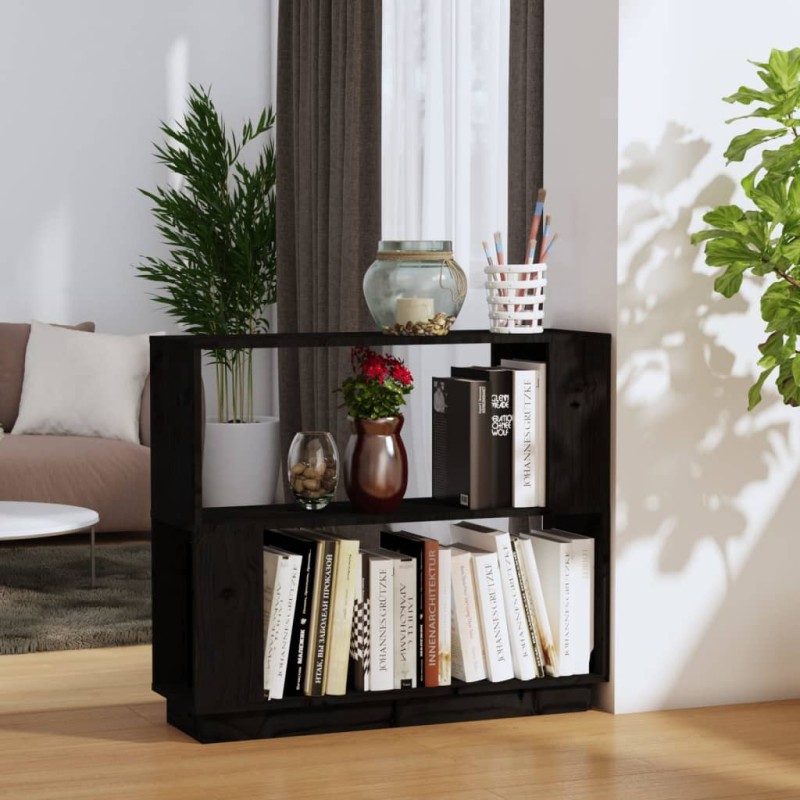 Estante/divisória 80x25x70 cm pinho maciço preto-Estantes para livros-Home Retail