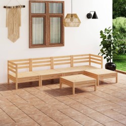 6 pcs conjunto lounge de jardim pinho maciço