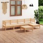 6 pcs conjunto lounge de jardim pinho maciço