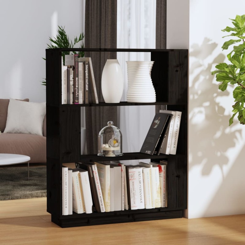 Estante/divisória 80x25x101 cm pinho maciço preto-Estantes para livros-Home Retail