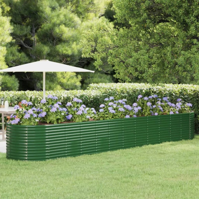 Canteiro elevado jardim 507x100x68 cm aço revestido a pó verde-Vasos e floreiras-Home Retail