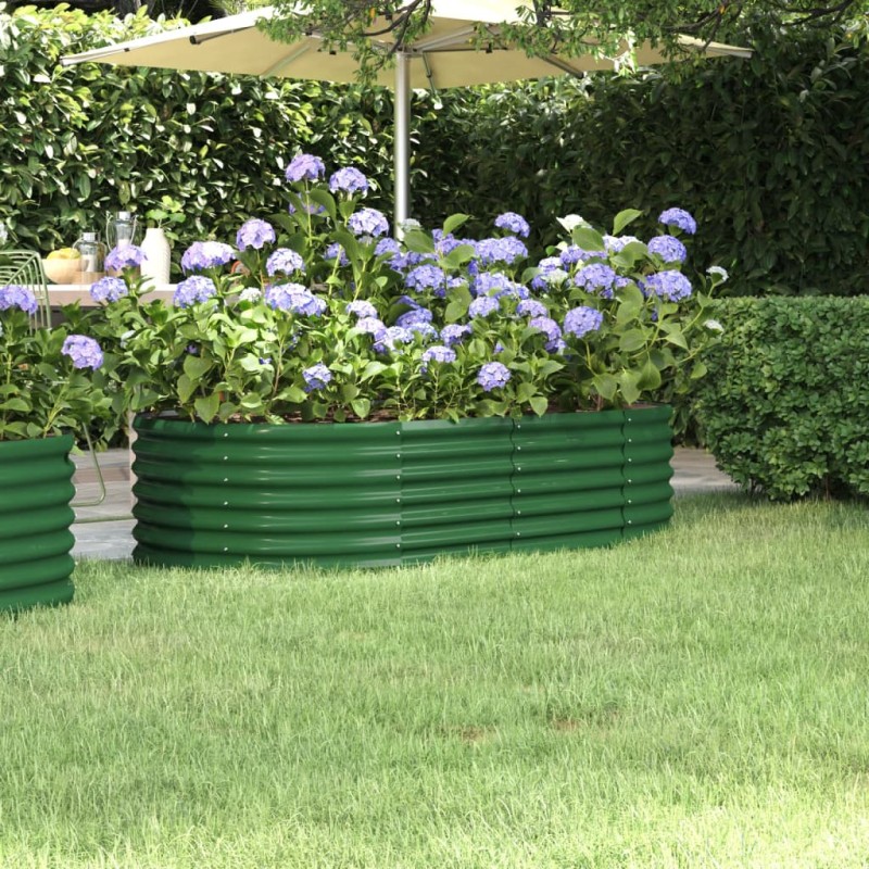 Canteiro elevado jardim 152x80x36 cm aço revestido a pó verde-Vasos e floreiras-Home Retail