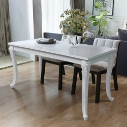 Mesa de jantar 116x66x76 cm branco brilhante - vidaXL | Mesas de co...