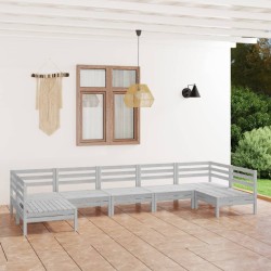 7 pcs conjunto lounge de jardim pinho maciço branco