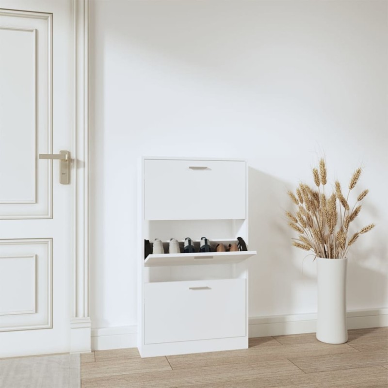 Sapateira 59x17x108 cm derivados de madeira branco-Sapateiras e organizadores-Home Retail