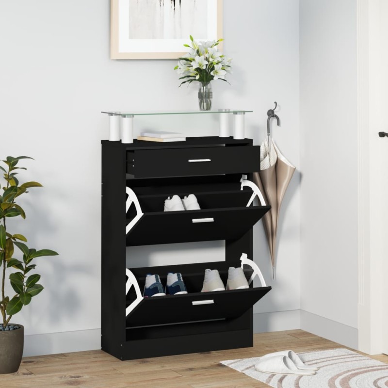 Sapateira 63x24x104 cm derivados de madeira preto-Sapateiras e organizadores-Home Retail