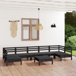 8 pcs conjunto lounge de jardim pinho maciço preto