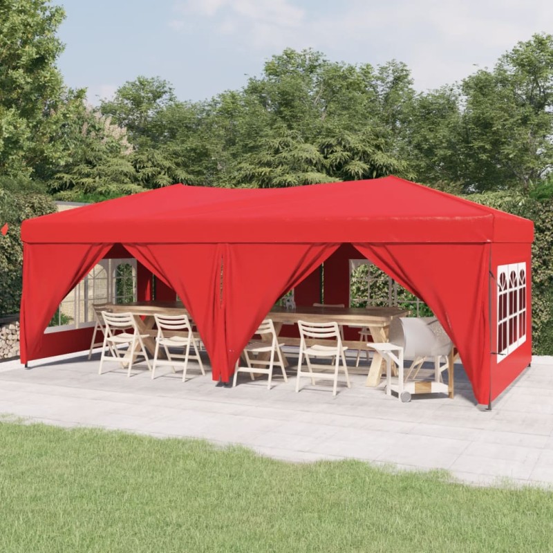 Tenda para festas dobrável com paredes laterais 3x6 m vermelho-Toldos e gazebos-Home Retail