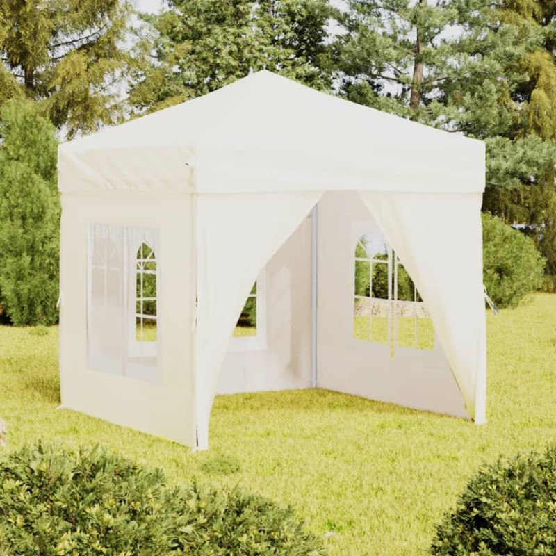 Tenda para festas dobrável com paredes laterais 2x2 m creme-Toldos e gazebos-Home Retail