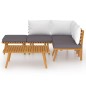 5 pcs conjunto lounge de jardim c/ almofadões acácia maciça