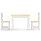 3 pcs conjunto mesa e cadeiras infantil MDF branco e bege