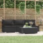 4 pcs conjunto lounge de jardim c/ almofadões vime PE preto