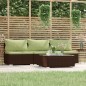 4 pcs conjunto lounge jardim c/ almofadões vime PE castanho