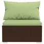 4 pcs conjunto lounge jardim c/ almofadões vime PE castanho