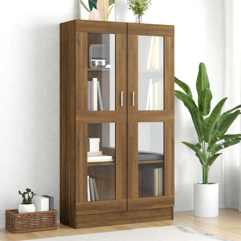 Vitrine 82,5x30,5x150 cm derivados de madeira carvalho castanho-Estantes para livros-Home Retail